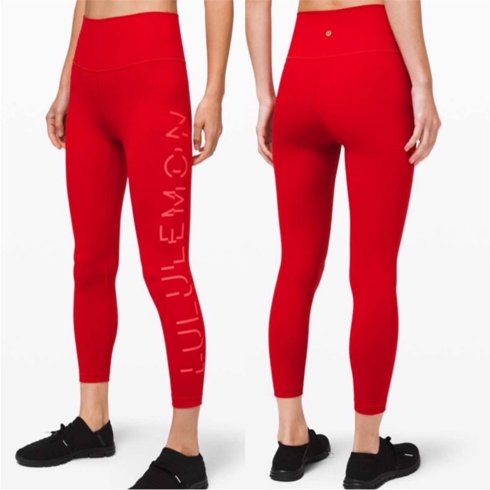 NEW !! Lululemon athletica Red High-Rise Logo Leggings